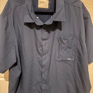 Blue Casual Button Down Shirt with Lightweight Fabric